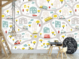 3D Non-Woven Photo Wallpaper "Children's Wall Road" – Fun Wall Mural for Kids’ Room or Study Area