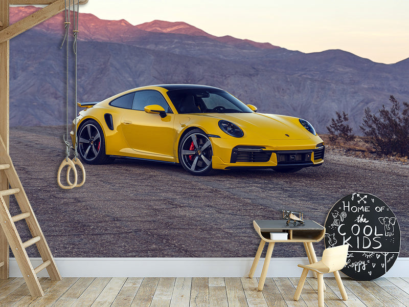 Peel and Stick Mural All Wall Wallpaper Sport Car Wall Art – 3D Porsche Self-Adhesive Wallpaper Decal for Bedroom, Kitchen, or Lounge