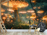 Eco Non-Woven Mural for Kids Room Full Wall "Fairy in a Magical Mushroom Forest"
