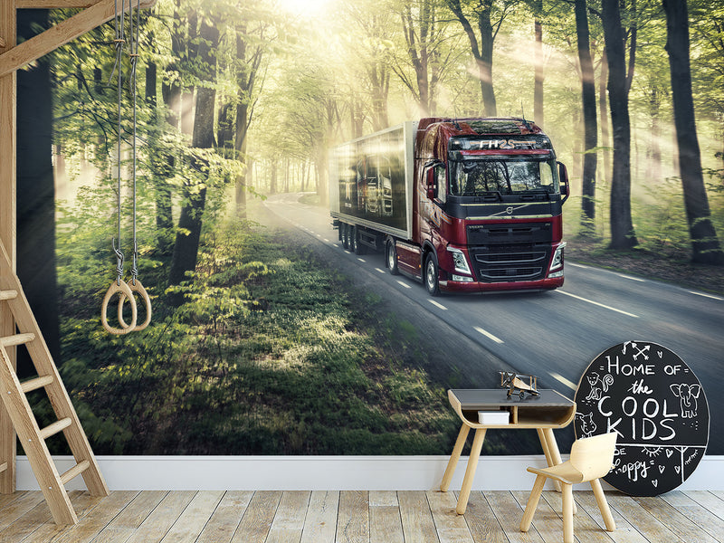 Peel and Stik Forest Road Volvo Car Wall Murals – Home Decor For Bedroom And Living Room