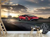 Non-Woven Mural Wallpaper For Gym Or Room – "Sports Car: Power And Nature", Decor For Bedroom