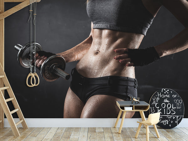 Vinyl Wallpaper Peel and Stick With Design For Gym, Photo Wallpaper "Fitness" For Full Wall