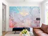 Self-Adhesive Wallpaper Abstract for Modern Interiors – Colorful Flow with Golden Accents