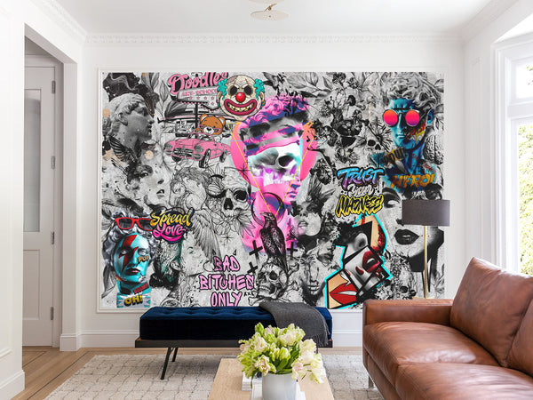 Vinyl Mural Peel and Stick Mural in Urban Street Art Style — Wall Print for Gym or Creative Studio