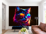 Non-Woven Photo Mural Print For Gym, Office, Workshop "Neon Cat"