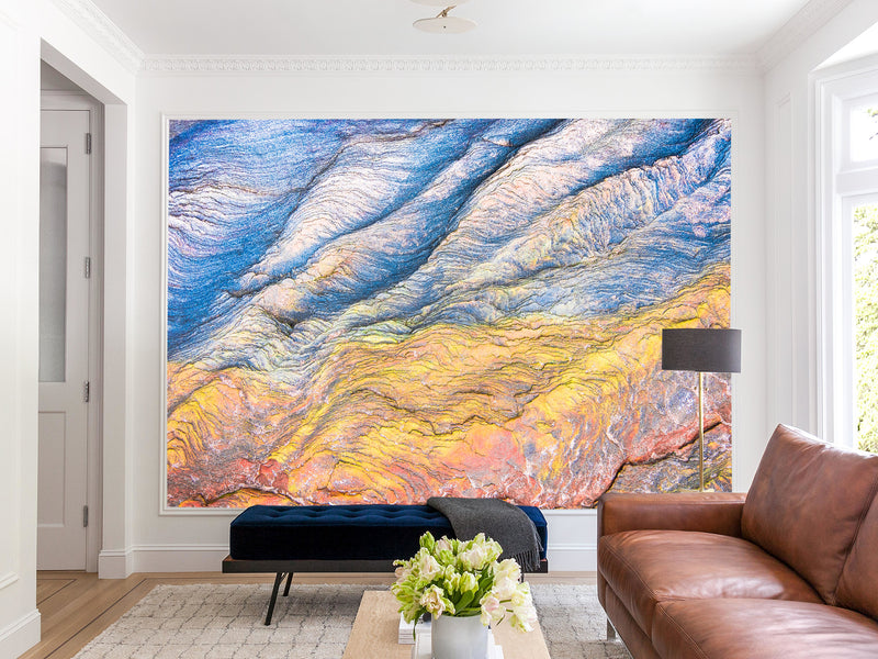 Self-Adhesive Wallpaper Mural – Abstract Art Print "Union of Yellow and Blue"