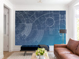 Peel and Stick Vinyl  Wall mural “Blueprint engineering " Wallpaper for For Office,  Home decor