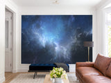 Peel and Stick Wall Mural Full-Wall Photo Wallpaper "Dark Blue Galaxy Ink Art" Art For Bedroom Or Office
