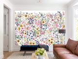 🌸Floral Print For Home Design Non-Woven Wall Murals "Watercolor Wildflowers" For Living Room, Creative Space, Bedroom 🌸