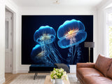 Sea Print Vinyl Wallpaper Peel and Stick – Unique Design Mural "Jellyfish", Wall Mural for Office or Living Room