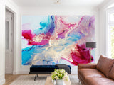 Peel and Stick Wallpaper On The Wall Modern Abstract Wall Art – Burgundy and Sky Blue Design For Bedroom Living Room