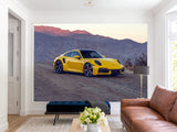 Peel and Stick Mural All Wall Wallpaper Sport Car Wall Art – 3D Porsche Self-Adhesive Wallpaper Decal for Bedroom, Kitchen, or Lounge
