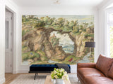 Non-Woven Art Wallpaper – “A Rocky Arch by a Stream” by Gherardo Cibo – Wall Mural for Living Room, Bedroom & Office