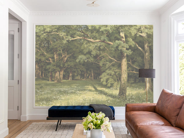 Non-Woven Photo Wallpaper, Vintage Nature-Inspired Wallpaper – "Green Forest" for Living Room