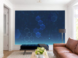 Blue Wallpaper Wall Print Peel And Stick Mural Wall Art For Bedroom, Kitchen, Living Room "Polyhedrons"