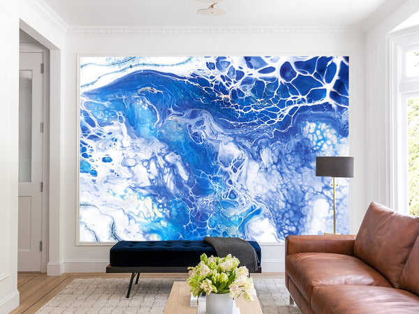 High-Quality Wallpaper With Abstract Design Vinyl Wallpaper Peel and Stick Eco-Paint Wall Mural For Bedroom, Living Room 'Abstraction: Blue Fantasy' 🌌