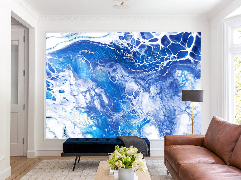High-Quality Wallpaper With Abstract Design Vinyl Wallpaper Peel and Stick Eco-Paint Wall Mural For Bedroom, Living Room 'Abstraction: Blue Fantasy' 🌌