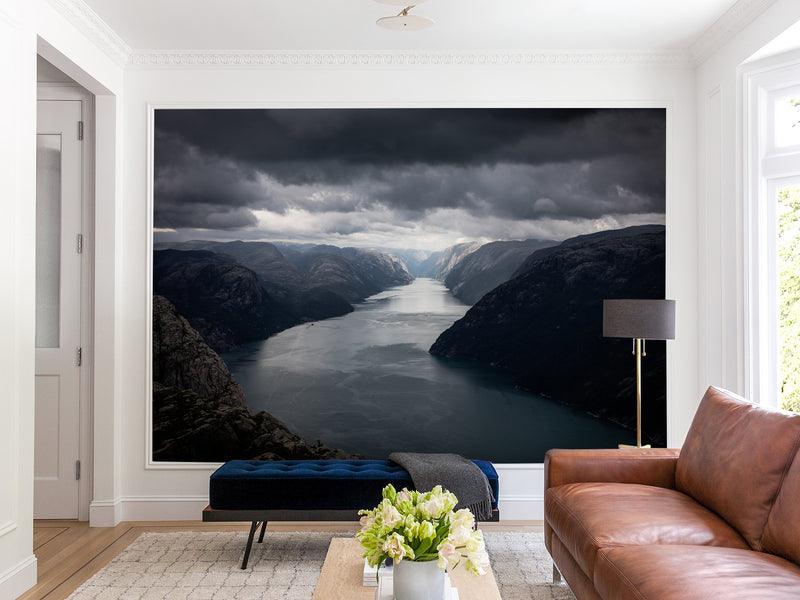 Non-Woven Mural Nature-Inspired Fjord Wallpaper – Scenic Wall Mural For Bedroom Or Living Room
