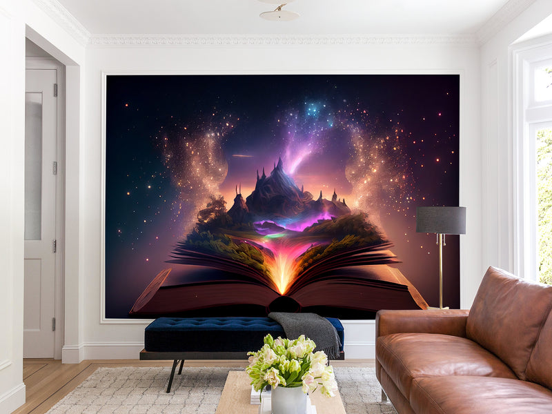 Fairy-Tale Living Room, Kids' Room Traditional Wallpaper To Inspire Imagination And Creativity "Opening The Book Of World Secrets" 📖✨