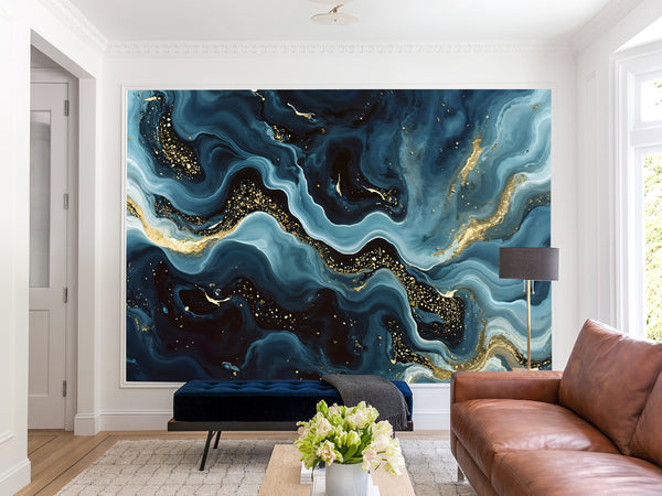Incredible Design Accent Wall Self-Adhesive Wallpaper For Creative Office Or Living Room Design "Blue Domination"