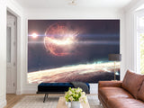 Peel and Stick Full Wall Mural Print Planet Breaking Into Fragments for Living Room or Bedroom