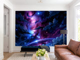 Self-Adhesive Wall Mural Interesting Universe Design For Living Room Bedroom "Cosmic Storm Of Light"✨