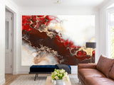 Abstract Wallpaper Red And Black Composition Bright Full Wall Traditional Mural For Office, Bedroom, Living Room