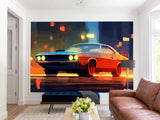 Full-Size Traditional Wallpaper Mural Car Comic Style Wallpaper – Cartoon Car Print For Living Room Or Bedroom
