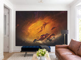 Peel and Stick Wallpaper Orange Nebula – Full Wall Wallpaper for Stylish Bedroom or Home Decor