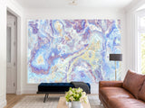 Peel and Stick Abstract Wall Mural Art Desing Abstraction: Blue Color Flows' for Bedroom & Living Room