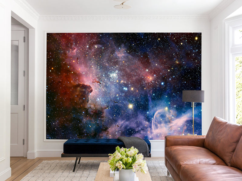 Non-Woven Wallpaper Full Wall Mural – “Star Cluster in the Infinite Universe” – Print for Bedroom or Living Room