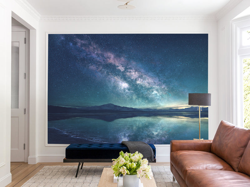 3D Peel and Stick Full Wall Mural – Milky Way Over Mountains for Living Room or Bedroom