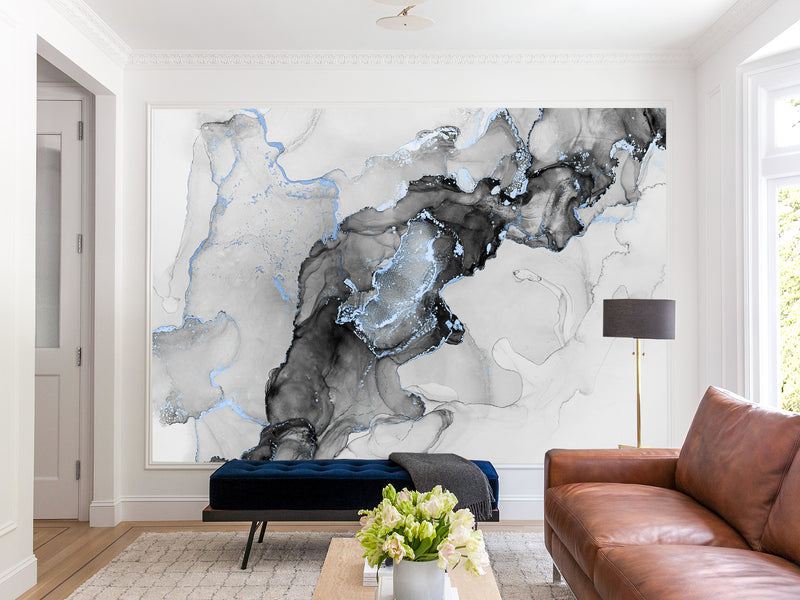 Non-Woven Wall Wallpaper For Office, Art Design For Bedroom, Abstraction Mural "Black And White Haze"
