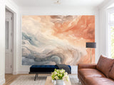 Print Abstraction On Wall Vinyl Wallpaper Peel and Stick For Bedroom Living Room "Pink Blue Waves"