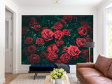 3D Non-Woven Wall Mural Natural Print Design For Bedroom, Living Room Photo Wallpaper "Red Roses"
