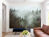 Non-Woven Nature Print Wall Mural for Office, Living Room, "Forest in Mist" Wall Art