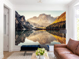 Natural Print Stunning Landscape Traditional Wall Murals for Living Room, Office, Study Full Wall Design "View of Lake Braies" 🌿
