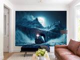 Full-Size Traditional Wallpaper Mural For Bedroom Or Living Room - Print Polar Express In Mountain Tunnel