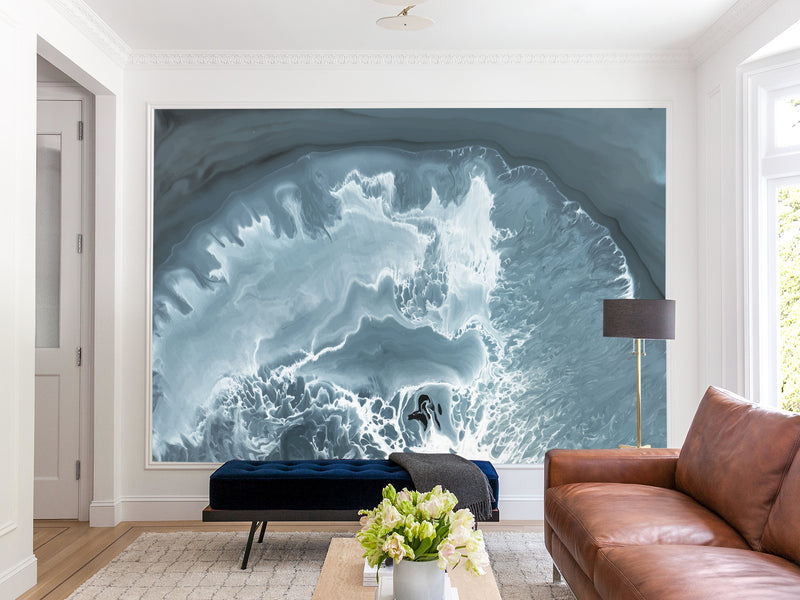 Abstract Composition For Office Peel and Stick Mural 'Abstract Vision Of Waves In Cave' Full-Wall Design Suitable For Living Room, Bedroom 🌊