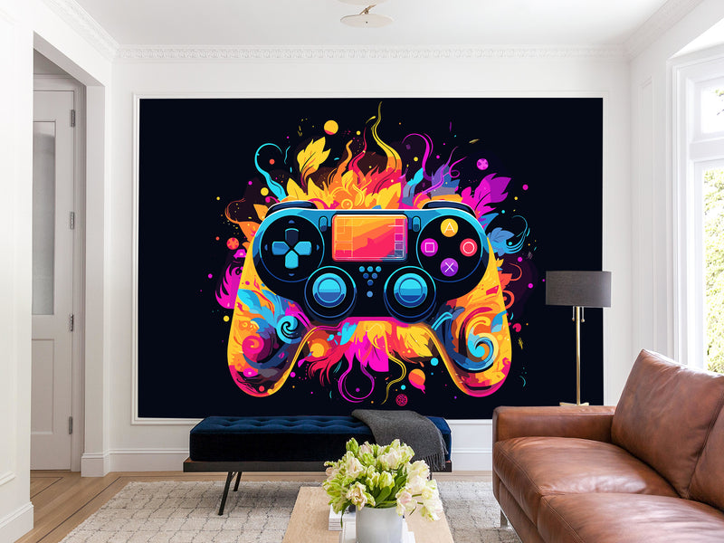 Self-Adhesive Eco-Friendly Wallpaper for Bedroom, Kids’ Room, or Playroom – "Colorful Gamepad"