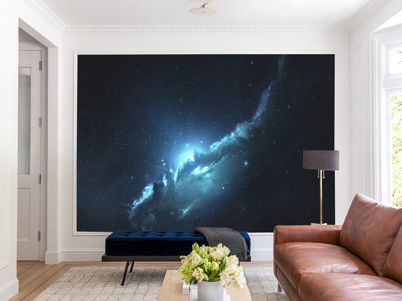 Peel and Stick Wall Mural Full-Wall Art Wallpaper "Space Nebula Surrounded by Stars" Decor For Bedroom