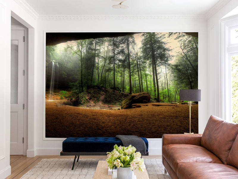 Non-Woven Mural Wallpaper Mural For Home, Office, Or Apartment Interior Decor - Art Cave View Of A Foggy Forest