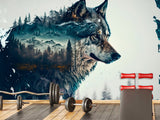Peel and Stick Double Exposure Wolf and Forest – Wall Decor for Bedroom, Living Room, or Office