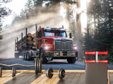 Self-Adhesive Vinyl Wall Mural – Massive Red Truck on the Road for Living Room, Gym, or Game Room Decor