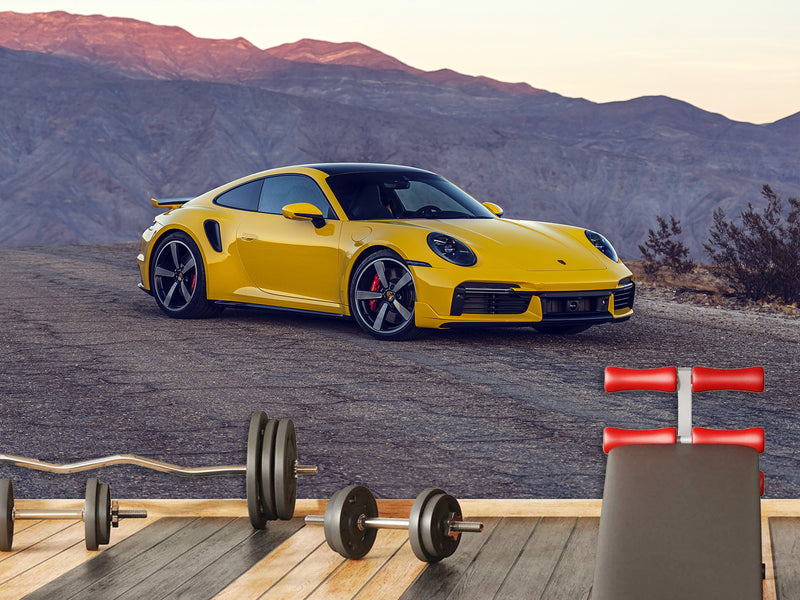 Peel and Stick Mural All Wall Wallpaper Sport Car Wall Art – 3D Porsche Self-Adhesive Wallpaper Decal for Bedroom, Kitchen, or Lounge