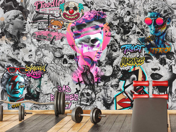 Vinyl Mural Peel and Stick Mural in Urban Street Art Style — Wall Print for Gym or Creative Studio