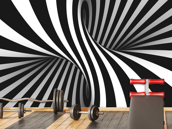 Unique Creative Design Non-Woven Wallpaper for Home Wall "Illusion" – 3D Bedroom Mural Above the Bed 🌀