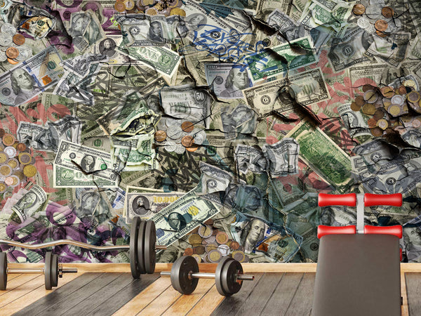 Business & Finance Theme — Peel and Stick Graffiti Wallpaper For Office Or Living Room “Cash Flow”