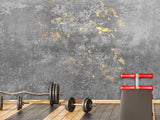 Traditional Full Wall Mural – Concrete and Gold Abstract Wall Design for Gym or Office