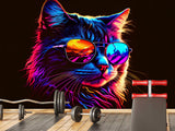 Non-Woven Photo Mural Print For Gym, Office, Workshop "Neon Cat"